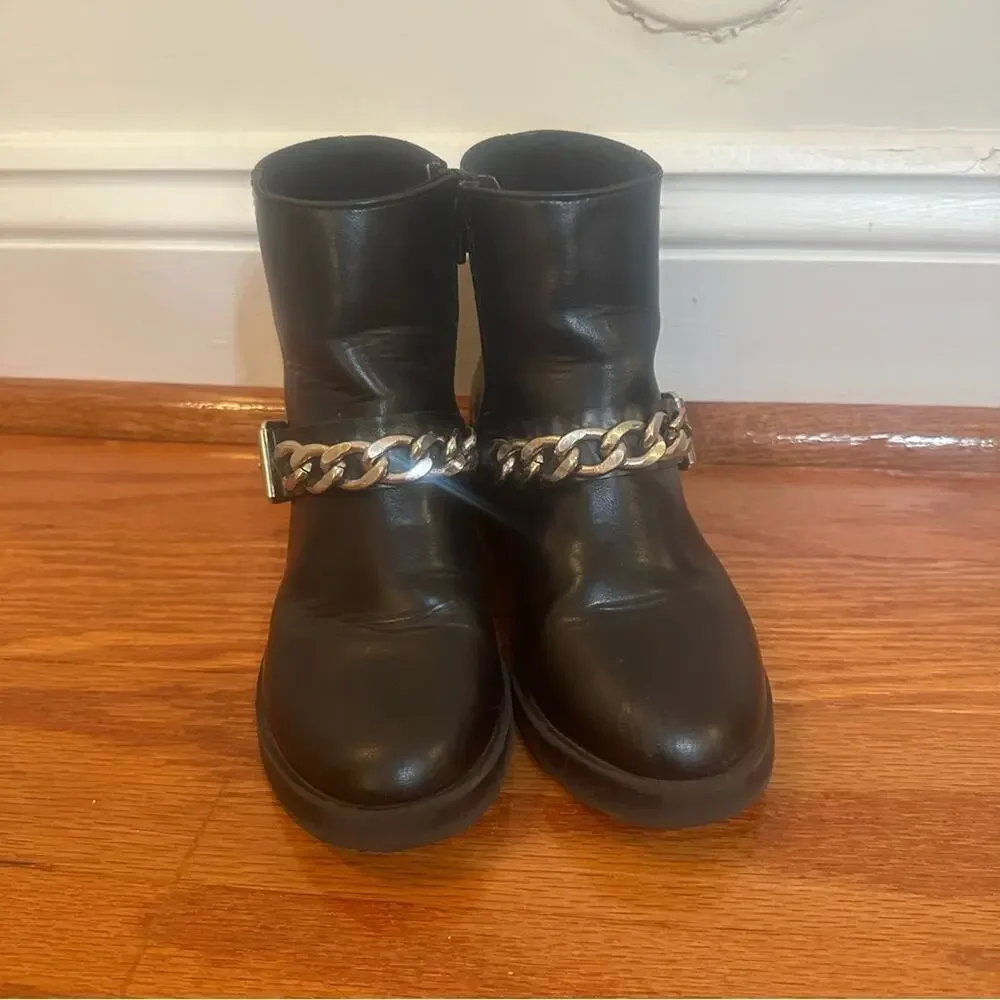 Zara Black Boots sz 30 (6) Zara Booties size 6 toddler Chain Moto Biker Boots